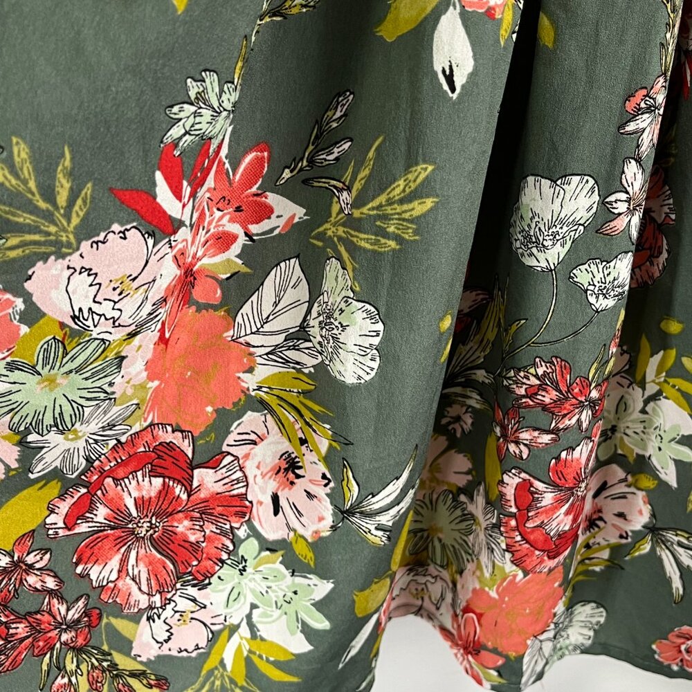 B.O.G. Collective Floral Sage Green Mini Floral Sundress Size Medium - Picture 3 of 9